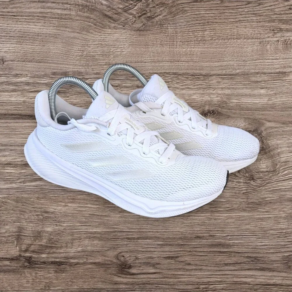 Adidas Response Womens 8.5 Super White Mesh Running Sneakers Minimal Athleisure